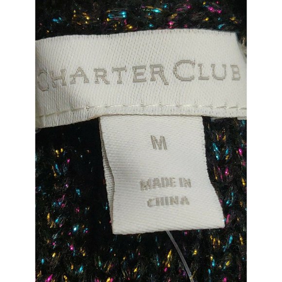 Charter Club Womens Sweater M Black Cowl Neck - Picture 12 of 13